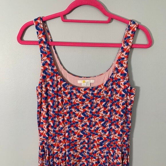 Boden flamingo strappy deep scoop below knee jersey knit midi dress with pockets - Picture 3 of 12